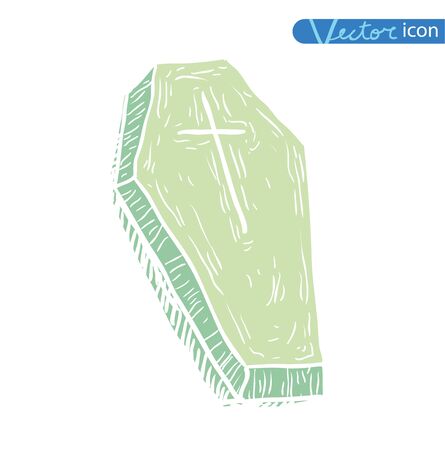 Wooden coffin. vector illustration.silhouette blackのイラスト素材