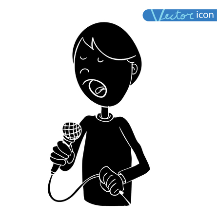 young boy singingのイラスト素材