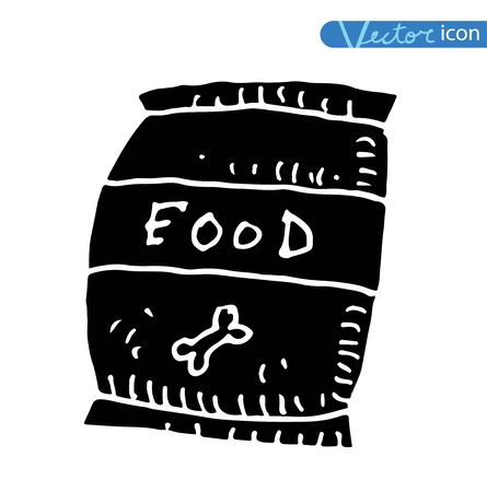 Pet cat food, black, vector illustration.のイラスト素材