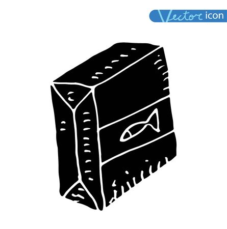 Pet cat food, black, vector illustration.のイラスト素材