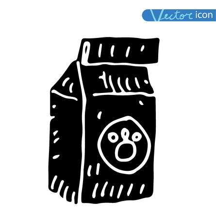 Pet cat food, black, vector illustration.のイラスト素材