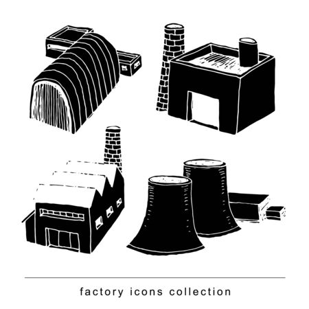 factory icons set, vector illustration.blackのイラスト素材