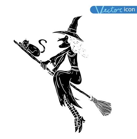 witch with broom. vector illustration.のイラスト素材