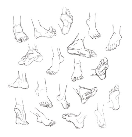 Foot doodle. hand drawn sketch. illustrationのイラスト素材