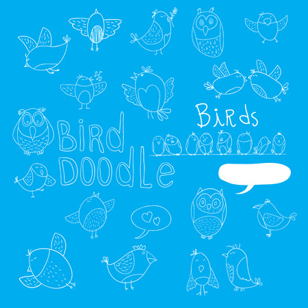 Bird doodle set. vector illustration.のイラスト素材