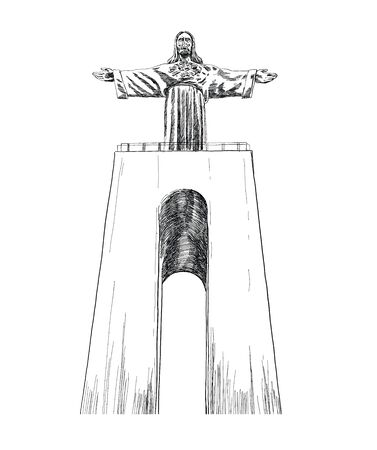 SantuÃ¡rio Nacional de Cristo Rei, Sagrado CoraÃ§Ã£o de Jesus Lisbon, Portugalのイラスト素材