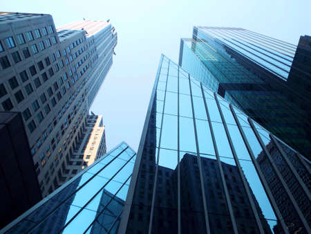 Low-angle shot of glass skyscrapers in New York City