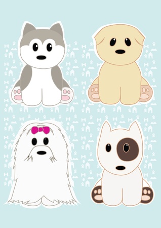 Cute puppies setのイラスト素材