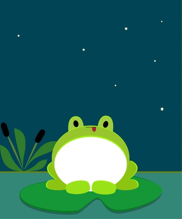 Cute frog at nightのイラスト素材