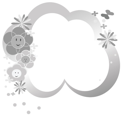 Cute flowers silver backgroundのイラスト素材