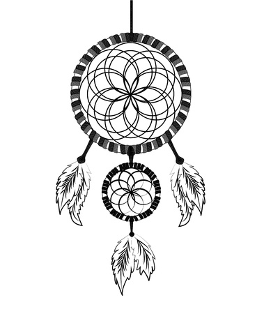 Dream catcher ink illustration vectorのイラスト素材