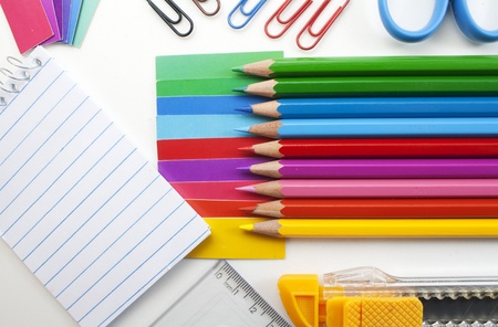 Colorful  school stationary background