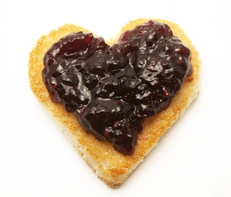Jam on heart shape toastの写真素材