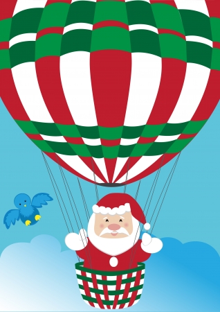 Santa Claus in hot air balloon のイラスト素材