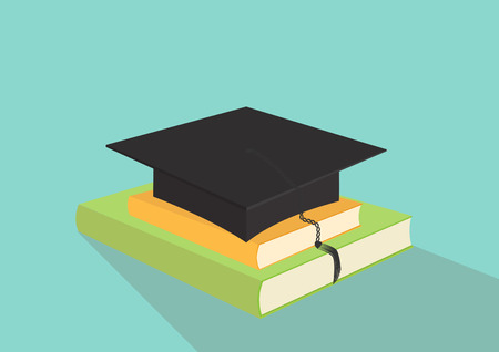 Graduation cap and books のイラスト素材