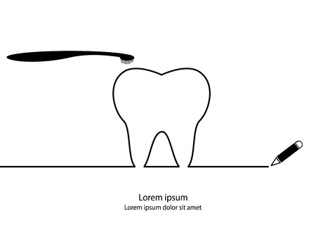 Tooth contour. Modern simple design.のイラスト素材