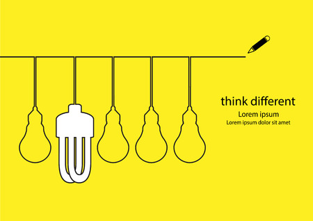 Think different concept. Lamps outline drawings.のイラスト素材