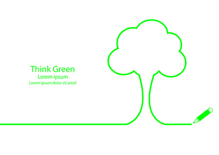 Think green concept. Tree outline contour.のイラスト素材