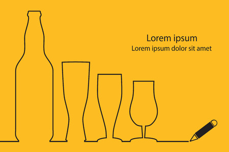 Beer continuous line drawing design.のイラスト素材