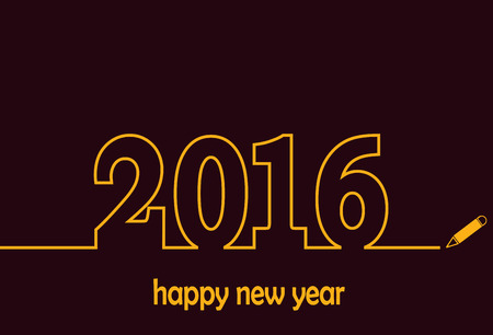 Happy New Year 2016 line vector designのイラスト素材