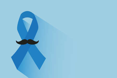 Blue prostate cancer awareness ribbon vector. Flat style with long shadows.のイラスト素材