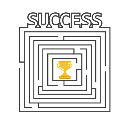 Success concept graphic design vector. Labyrinth game maze way to success.のイラスト素材