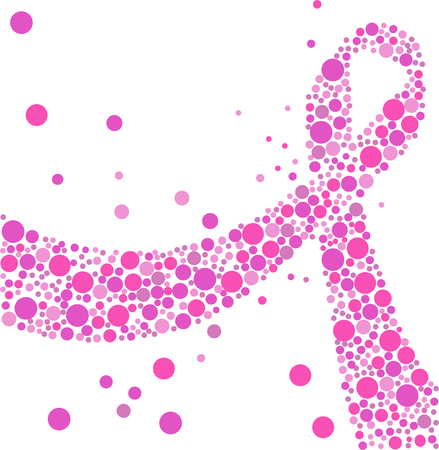 Pink awareness breast cancer ribbon made of circles vector.のイラスト素材
