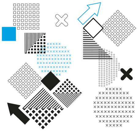 Minimalist geometric modern background vector. Abstract seamless pattern with squares and circles.のイラスト素材