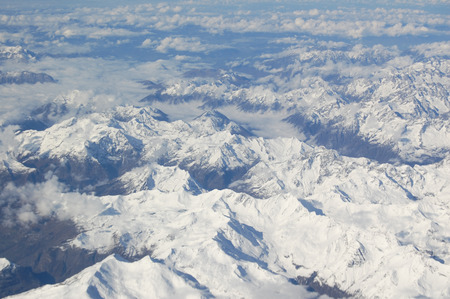 Alps Aerial View from airplaneの写真素材