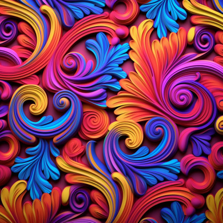 abstract colorful background with swirls and floral elements. 3d illustrationの素材