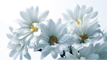 Beautiful white daisies on a white background. Selective focus.の素材