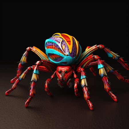 3D Render of a Tarantula spider isolated on black background.の素材