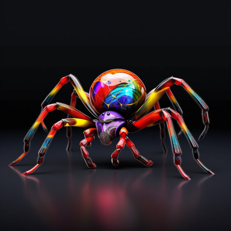 Colorful spider on black background. 3D illustration. Eps 10.の素材