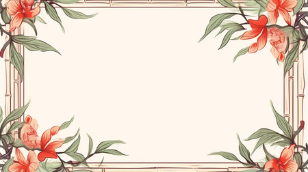 Frame with flowers and leaves on a white background. Vector illustration.の素材