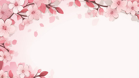 Cherry blossom background with place for text. Vector illustration.の素材