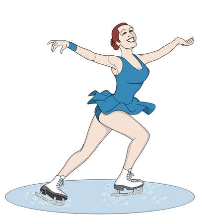 Illustration of ice skater with sports uniform blue.のイラスト素材