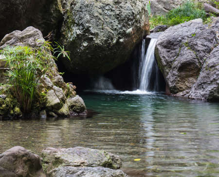 Little waterfall at a peaceful spa called Serendipity in Kingston, Jamaica