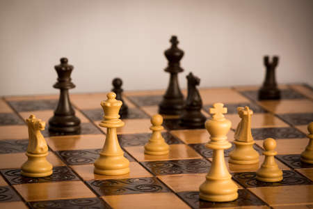 Chess photographed on a chessboard