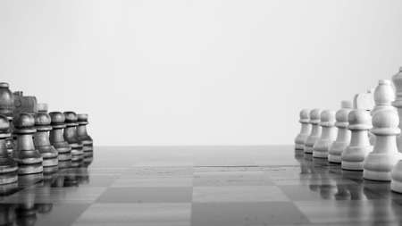 Chess photographed on a chessboardの写真素材