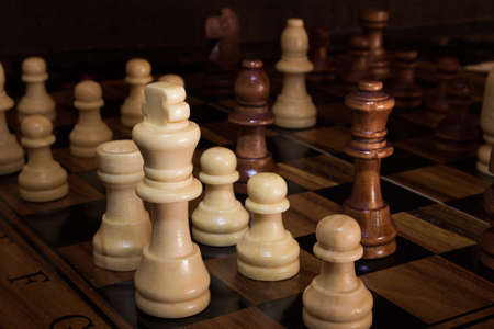 Chess photographed on a chessboard