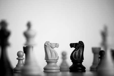 Chess photographed on a chessboardの写真素材