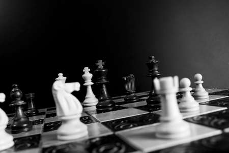 Chess photographed on a chessboardの写真素材