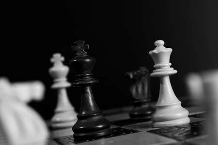 Chess photographed on a chessboardの写真素材