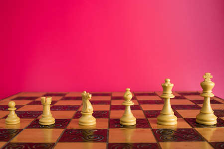 Chess photographed on a chessboardの写真素材