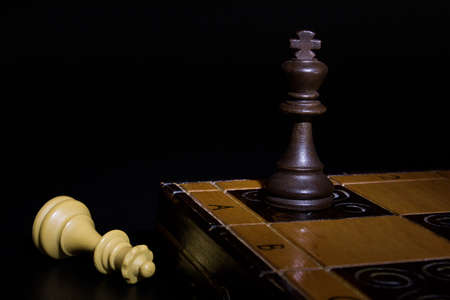 Chess photographed on a chessboardの写真素材