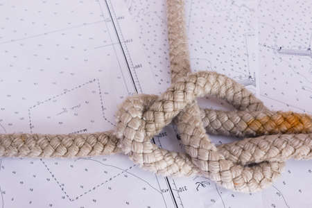nautical knots photographed on nautical map