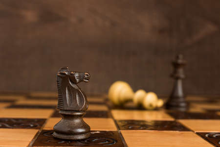 Chess photographed on a chessboardの写真素材