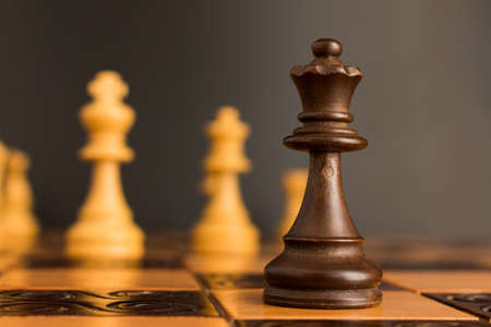 Chess photographed on a chessboardの写真素材