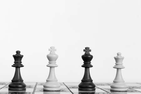 Chess photographed on a chessboardの写真素材