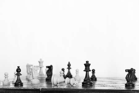 Chess photographed on a chessboardの写真素材